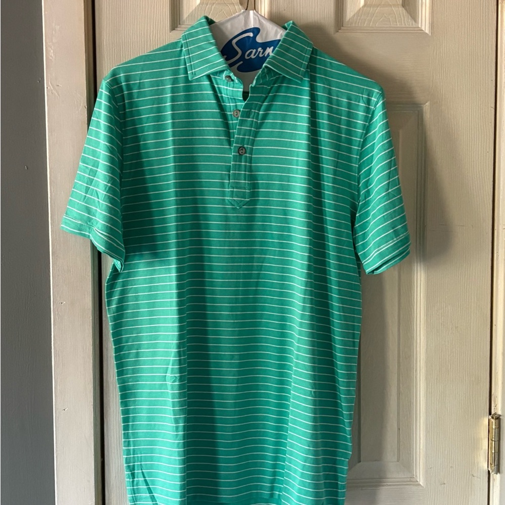 Sarna Green Striped Polo Shirt